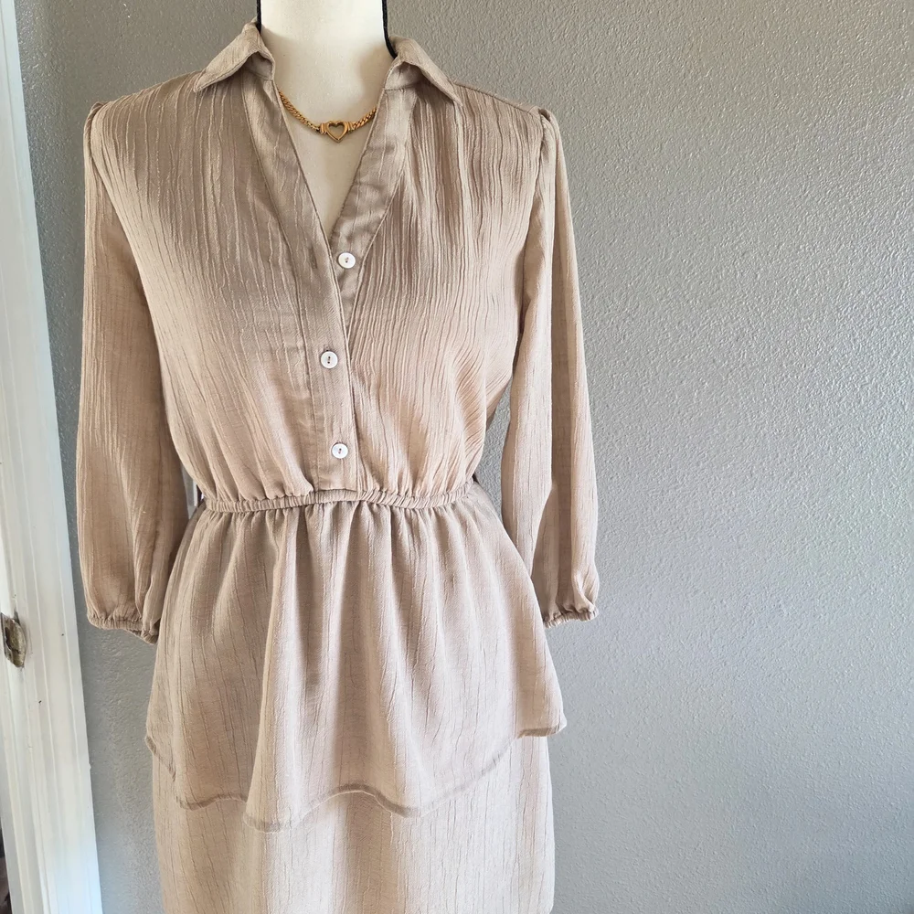 Blush Tan Button-Up Dress - Picture 1 of 4
